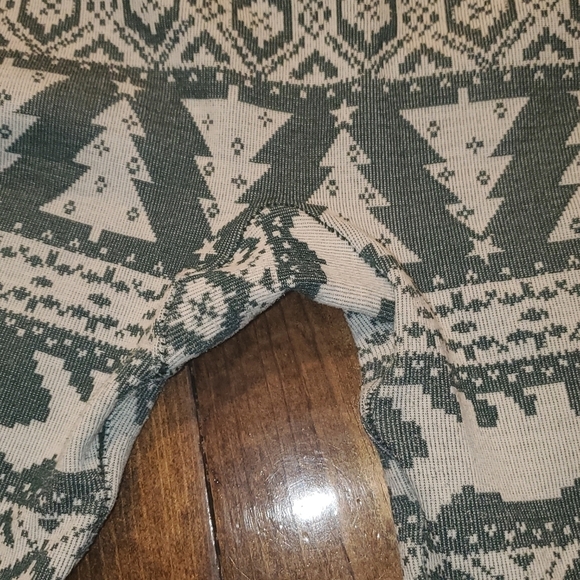 CHRISTMAS fleece leggings green cream Large - Picture 11 of 12